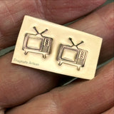 Retro TV. Vintage. Metal Stamp Handmade.