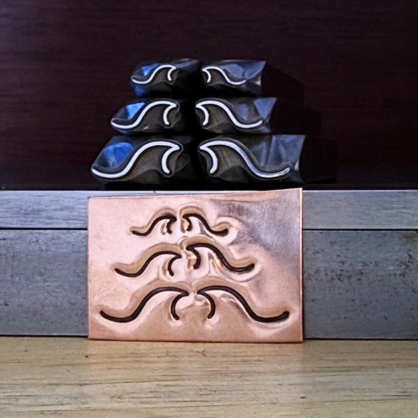 Tsunami. Waves. Three available sizes and two directions. Engraved Metal Hand Stamp.