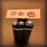 Sunflower Sketch in two available sizes. And a subtle HAND MADE round. Engraved Metal Hand Stamp.