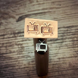 Retro TV. Vintage. Metal Stamp Handmade.