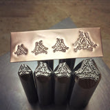 Three Hares. Three available sizes, two variations. Metal Hand Stamp.