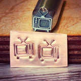 Retro TV. Vintage. Metal Stamp Handmade.