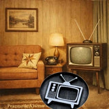 Retro TV. Vintage. Metal Stamp Handmade.