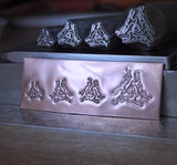 Three Hares. Three available sizes, two variations. Metal Hand Stamp.