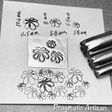 Flower Mounds. Three available sizes. Engraved Metal Hand Stamp.