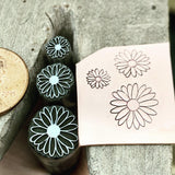 Daisies! Top and side view and stems. Engraved Metal Hand Stamp.