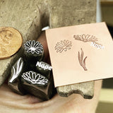 Daisies! Top and side view and stems. Engraved Metal Hand Stamp.