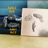 Daisies! Top and side view and stems. Engraved Metal Hand Stamp.