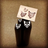 Cat Cranium. An Artistic Take. Three sizes available. Engraved Metal Hand Stamp.