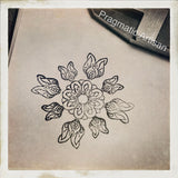 Mandala Flower. Three available sizes. Engraved Metal Hand Stamp.