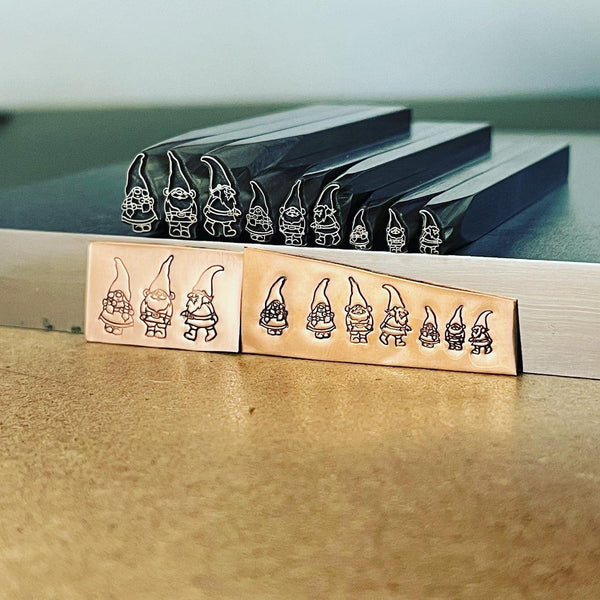 Camille's Gnomes! Three Designs. Three Sizes. Two directions. Engraved Metal Hand Stamp.