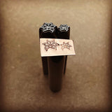 Crazy Side Flower. Two sizes. Engraved Metal Hand Stamp.