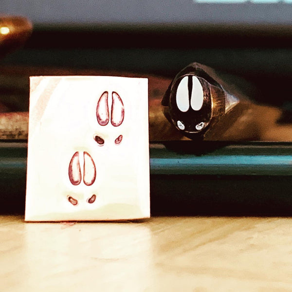 Elk Tracks. Engraved Metal Hand Stamp.
