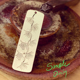 Pine Sprig. Two sizes. Engraved Metal Hand Stamp Handmade.