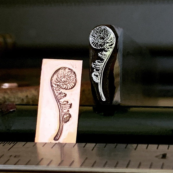 Fern Fiddleheads. Metal Hand Stamp.