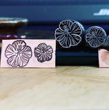 Hibiscus Ornate Raised Design. Engraved Metal Hand Stamp Handmade.
