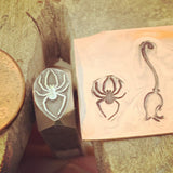 Spider or Witch's Broom. Engraved Metal Hand Stamp Handmade.