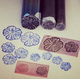 Hibiscus Ornate Raised Design. Engraved Metal Hand Stamp Handmade.