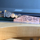 Woodcut Roses and Thorny Branch. Engraved Metal Hand Stamp Handmade.