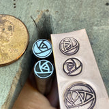 Woodcut Roses and Thorny Branch. Engraved Metal Hand Stamp Handmade.