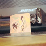 Spider or Witch's Broom. Engraved Metal Hand Stamp Handmade.