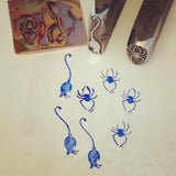 Spider or Witch's Broom. Engraved Metal Hand Stamp Handmade.