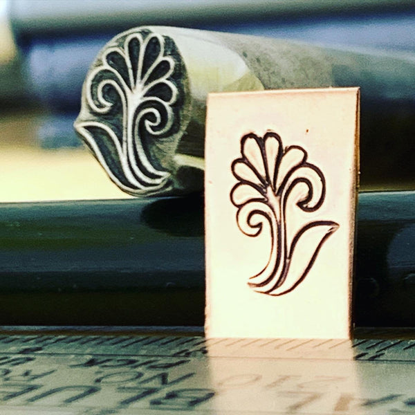 Flourish 1019. Engraved Metal Hand Stamp.