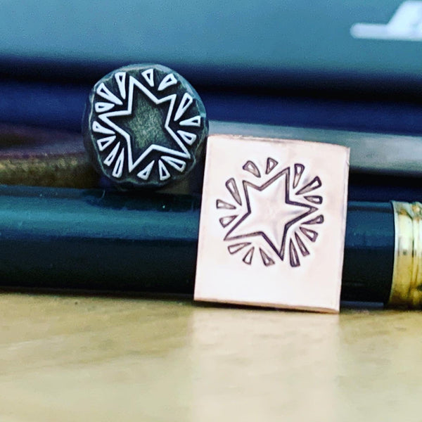 Star Burst. Engraved Metal Hand Stamp.