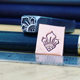 Petal Torch raised design. Engraved Metal Hand Stamp Handmade.