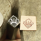 Petal Torch raised design. Engraved Metal Hand Stamp Handmade.