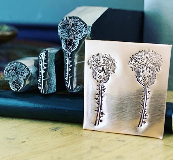 Thistle Fancy Head and Stem. Two sizes. Engraved Metal Hand Stamp.