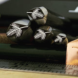 Pine Branch Trio. Three Sizes. Engraved Metal Hand Stamp.