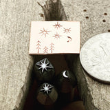 Starstruck or Crescent Moon solid. Tiny Stamps! Engraved Metal Hand Stamp Handmade.
