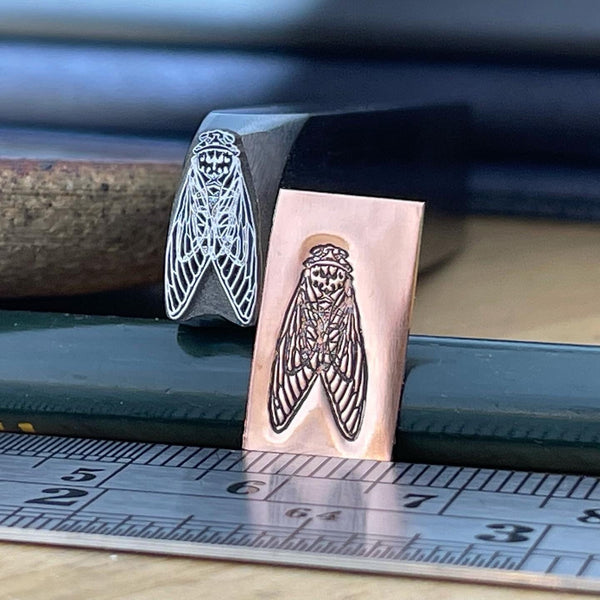 Cicada! Engraved Metal Hand Stamp Handmade.
