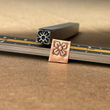 Four Petal Square. Engraved Metal Hand Stamp Handmade.
