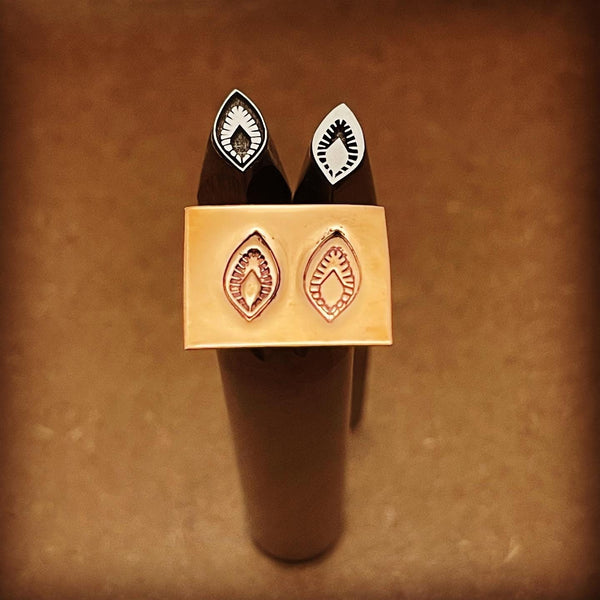 Leaf in Leaf. Two Design Choices. Engraved Metal Hand Stamp.