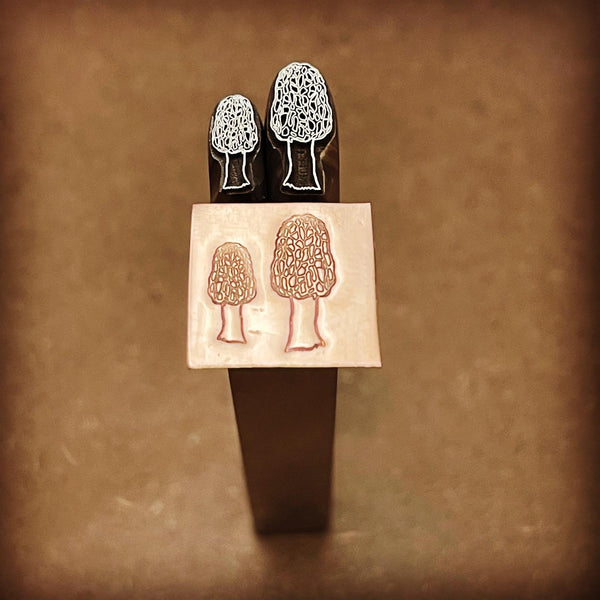 Morel Mushroom Fungi - Two Sizes - Engraved Metal Hand Stamp.