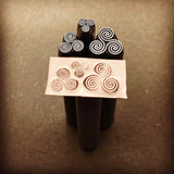 Triskele. Three Sizes. Two spirals. Metal Hand Stamp.